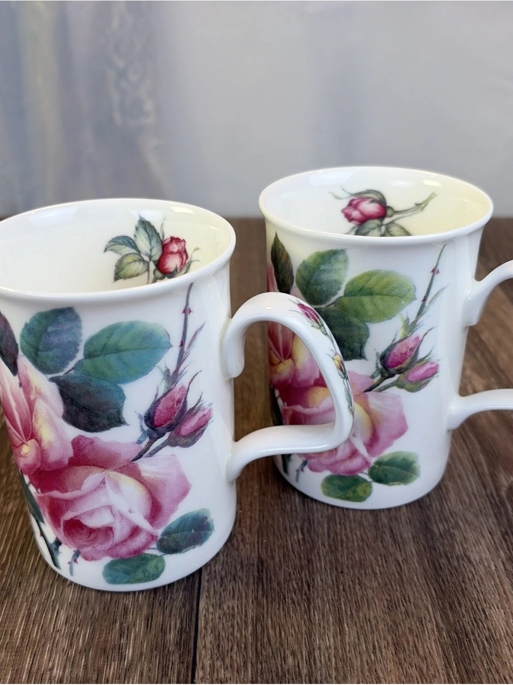(2) VTG 1992 Roy Kirkham Fine Bone China English Rose Cup Mug Floral England